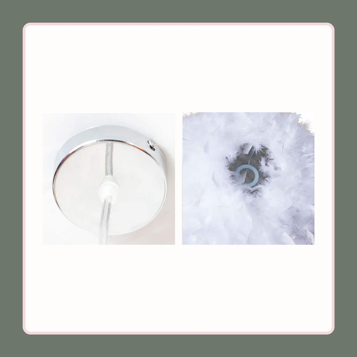 Détails de la rosace ronde et de l’ouverture centrale de la suspension à plumes Image