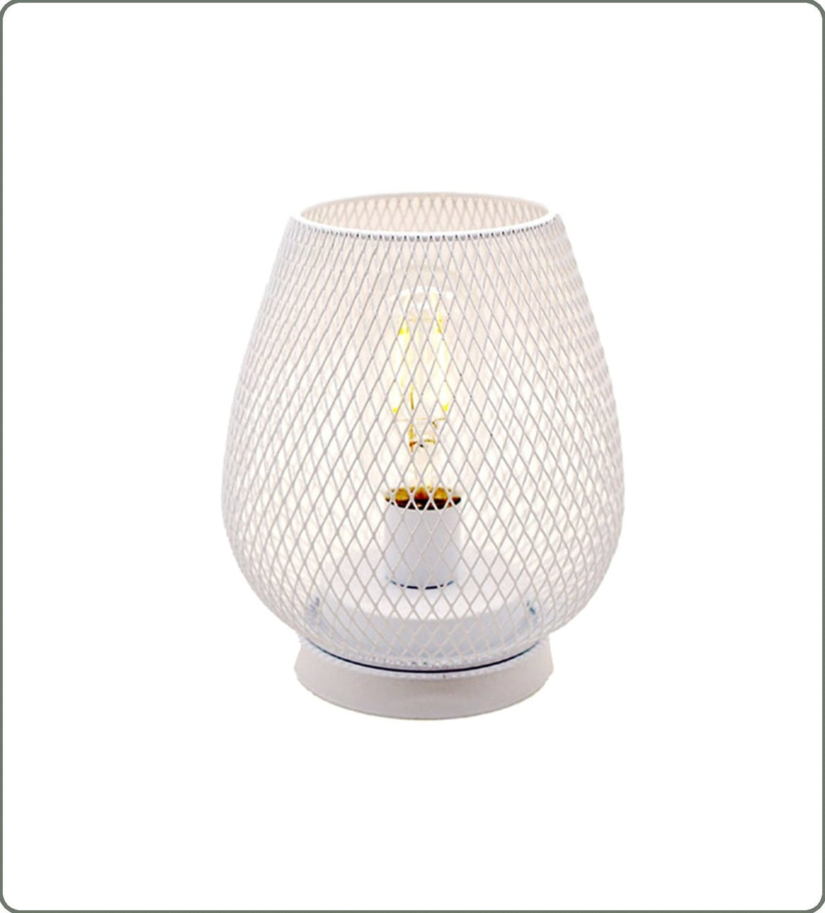 Lampe de table blanche en fer ajouré sur fond clair