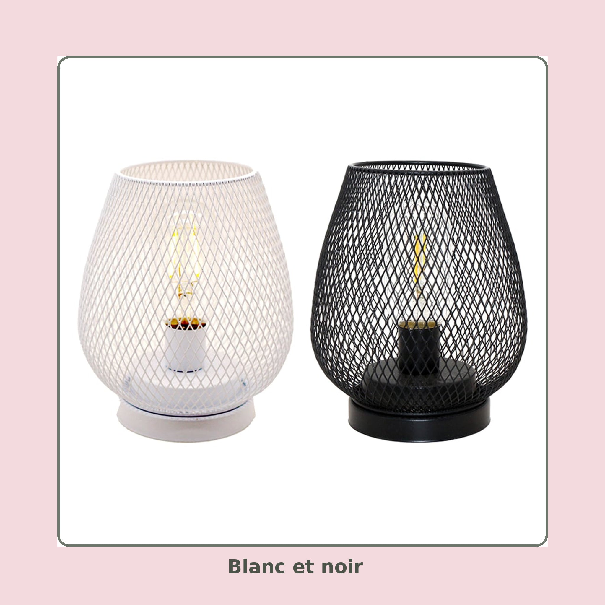Lampes de table en fer ajouré blanche et noire Image