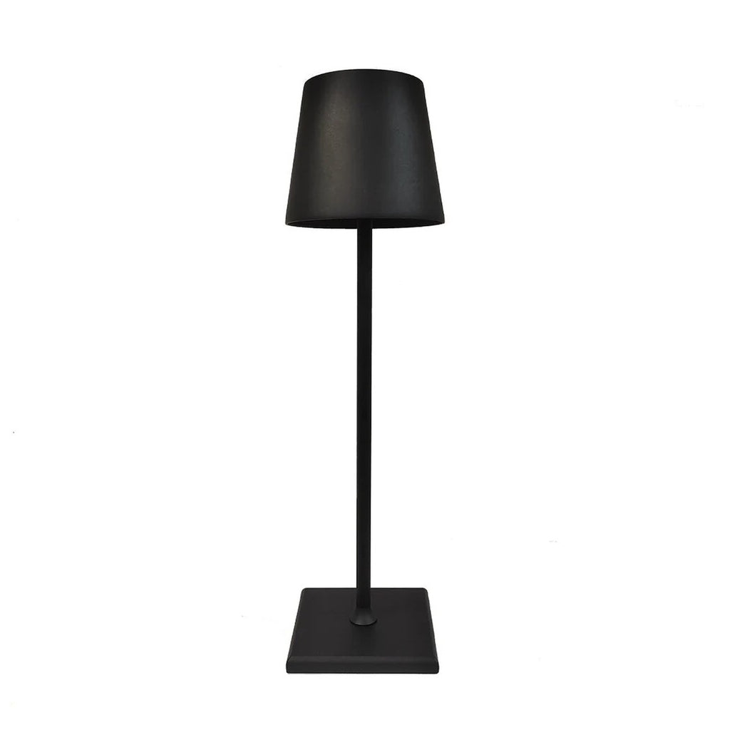 Lampe de table sans fil noire avec abat-jour conique et socle carré