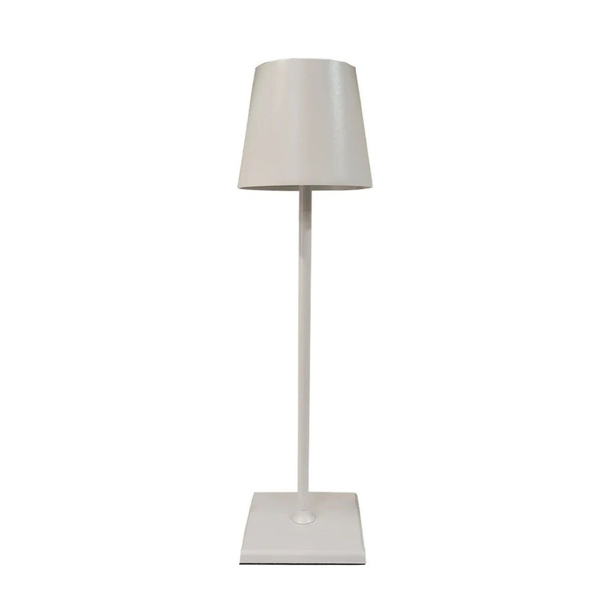 Lampe de table sans fil blanche avec abat-jour conique et socle carré