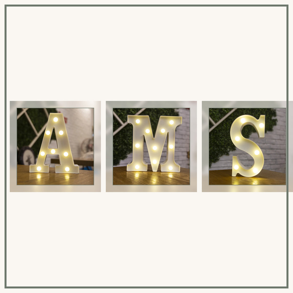 Lettres lumineuses LED A, M et S réunies dans une composition décorative Image