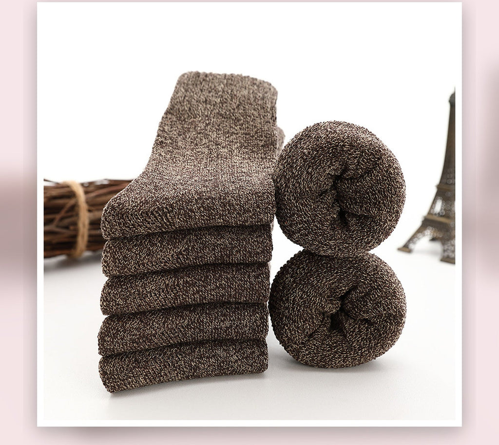 Chaussettes épaisses chinées marron pour homme