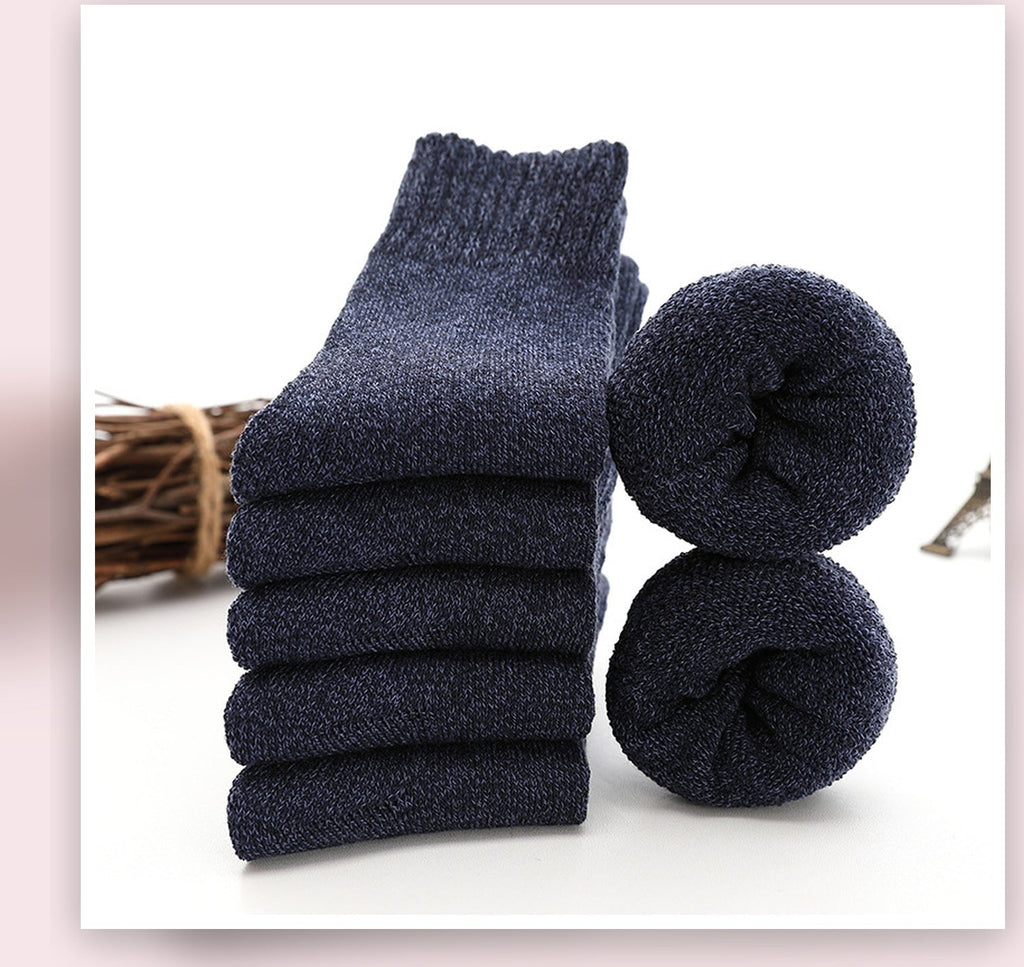 Chaussettes épaisses chinées bleues pour homme