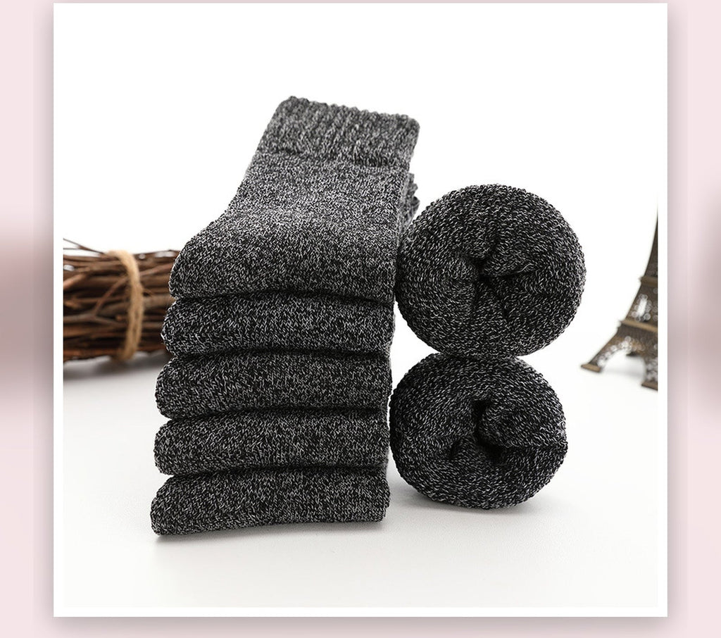 Chaussettes épaisses chinées noires pour homme