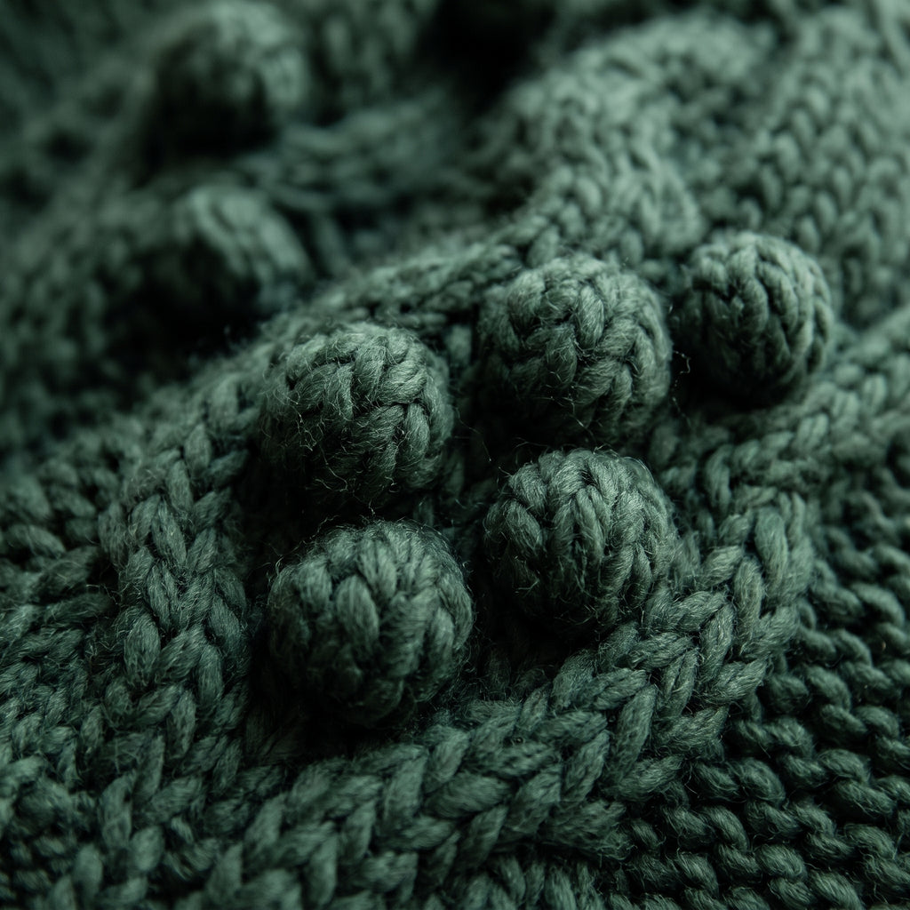 Détail des bulles tricotées dans la maille