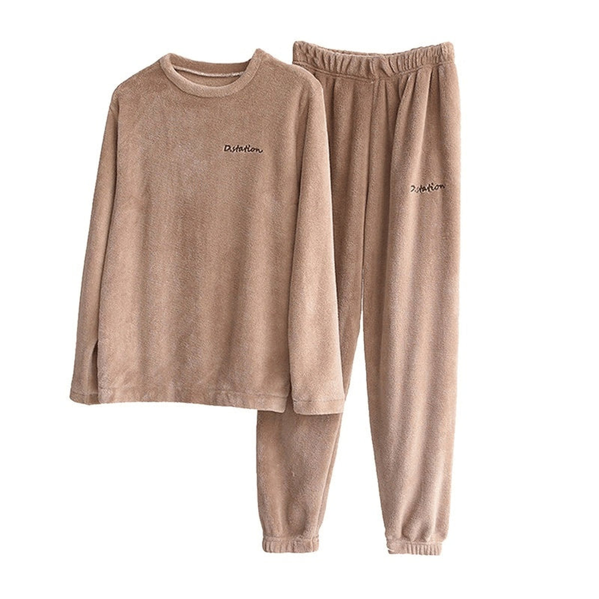 Pyjama de velours marron, haut et pantalon, sans mannequin