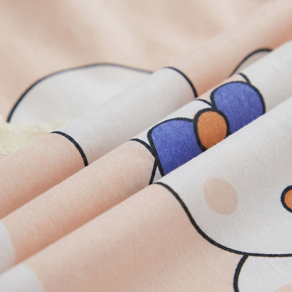 Gros plan du coton imprimé de la housse de couette Good night