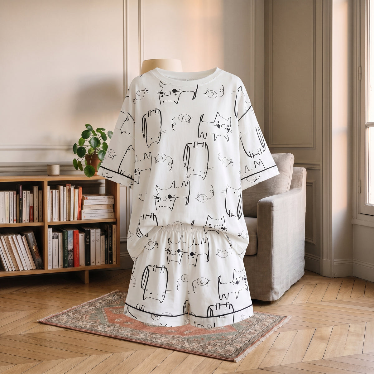 Coupe ample du pyjama court femme présentée sans corps Image
