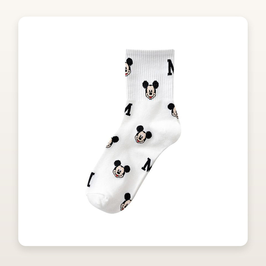 Chaussette blanche Mickey avec initiales noires