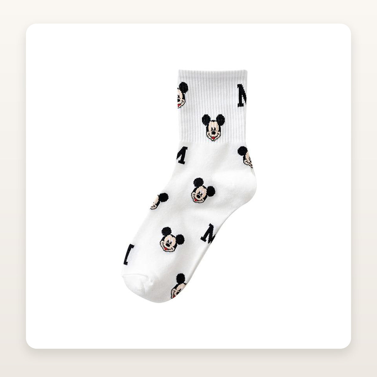 Chaussette blanche Mickey avec initiales noires