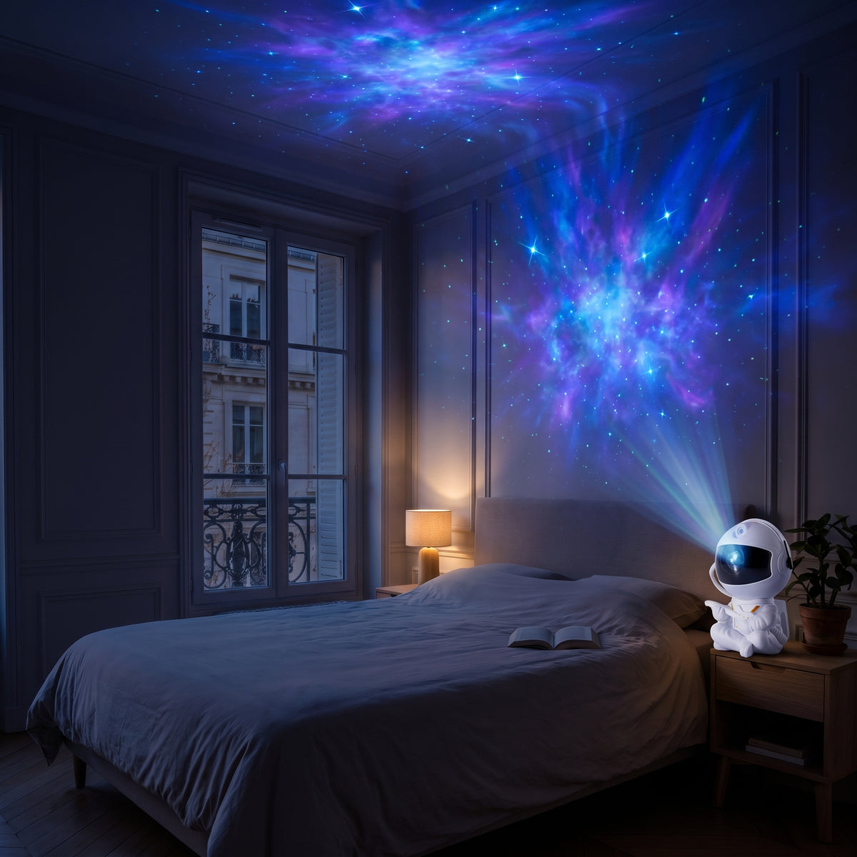 Le ciel étoilé projeté au-dessus d un lit