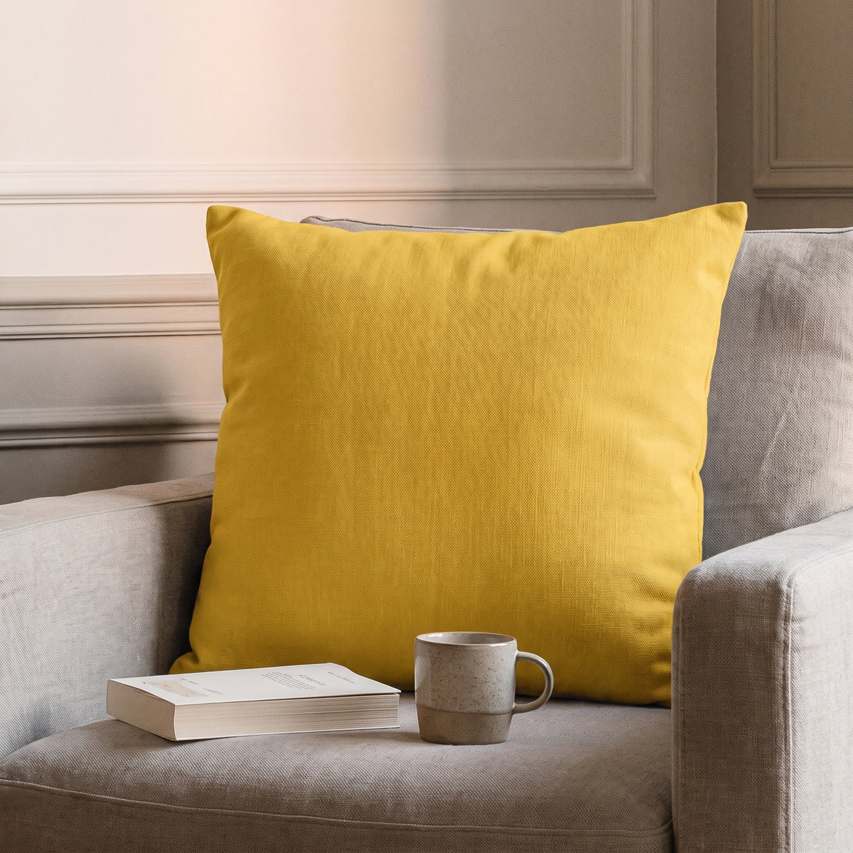 Housse de coussin jaune, modèle Jaune uni