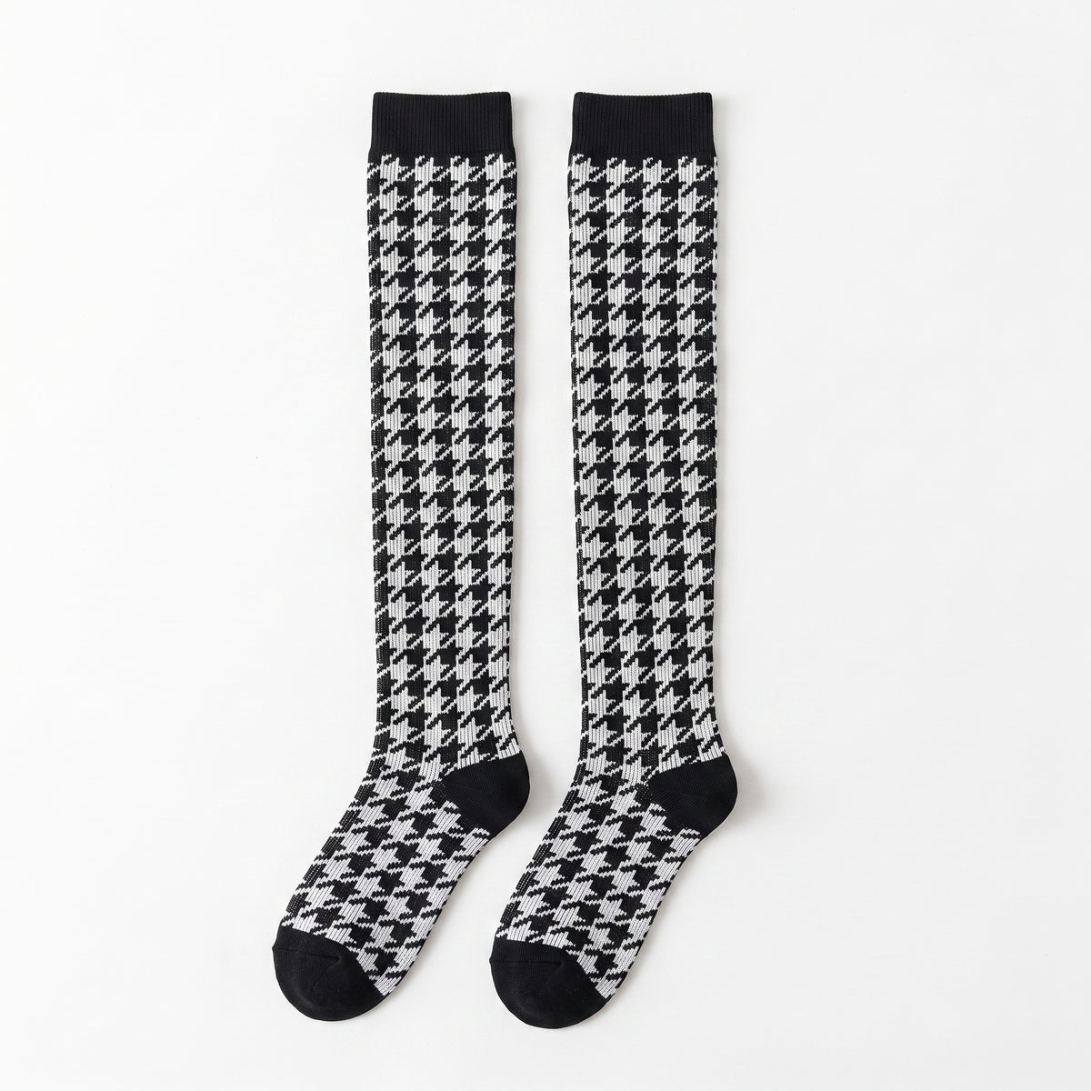 Paire de chaussettes noires à motif pied-de-poule