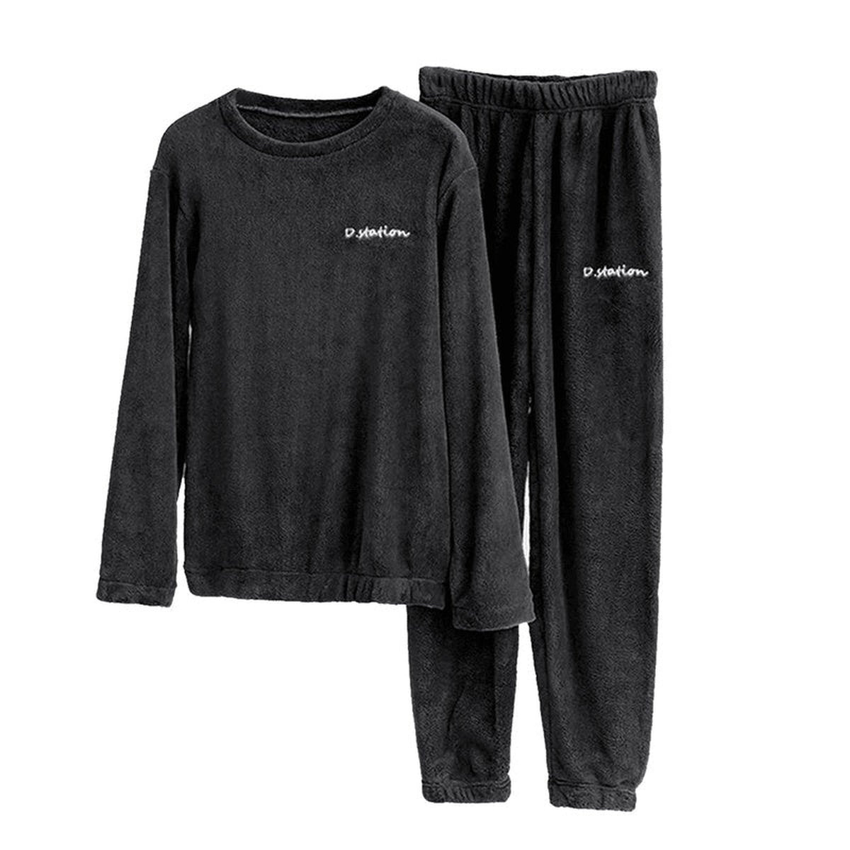 Pyjama de velours noir, haut et pantalon, sans mannequin