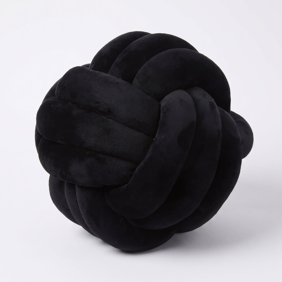 Coussin nœud en velours noir, boule tressée de 20 cm