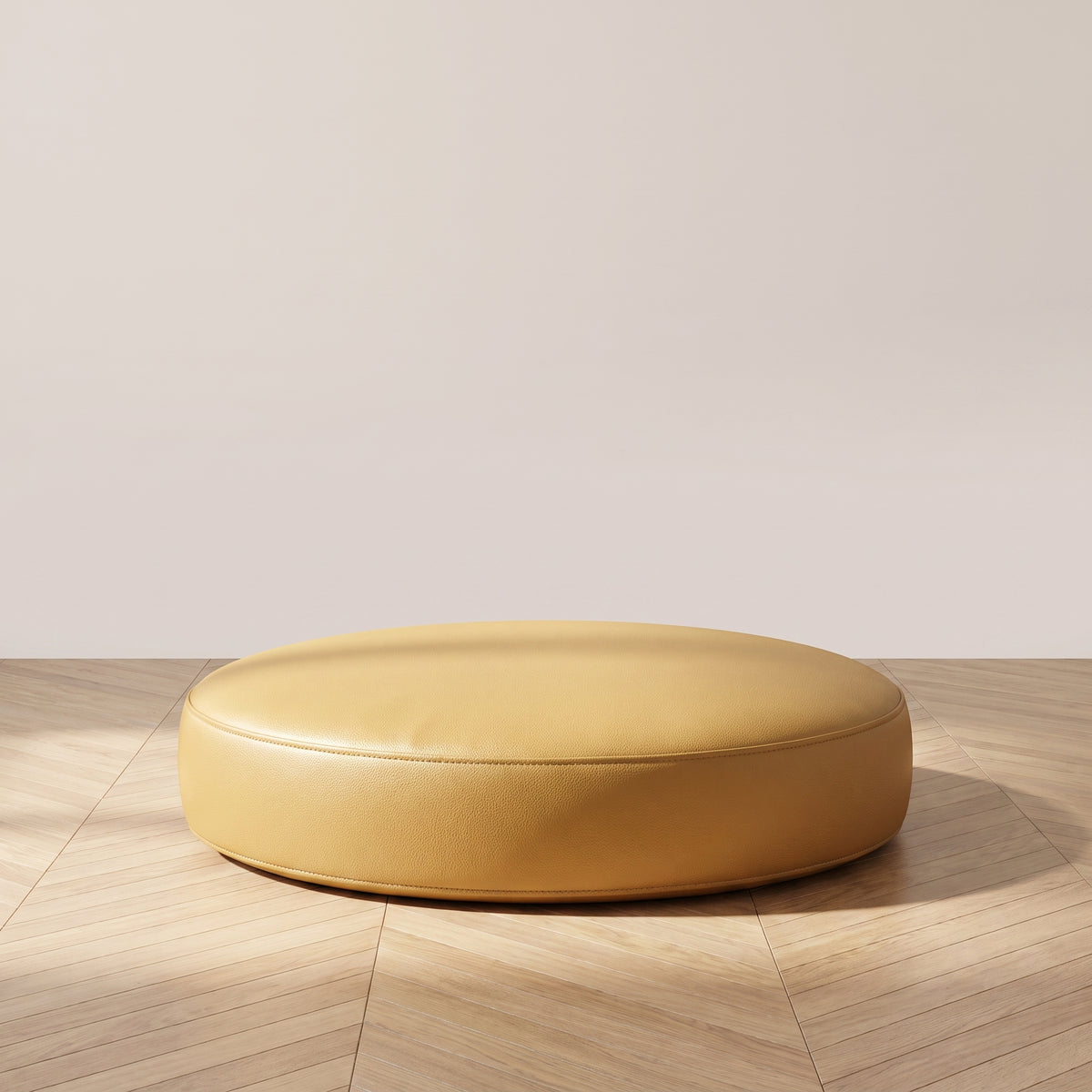 Coussin de sol rond en simili cuir or