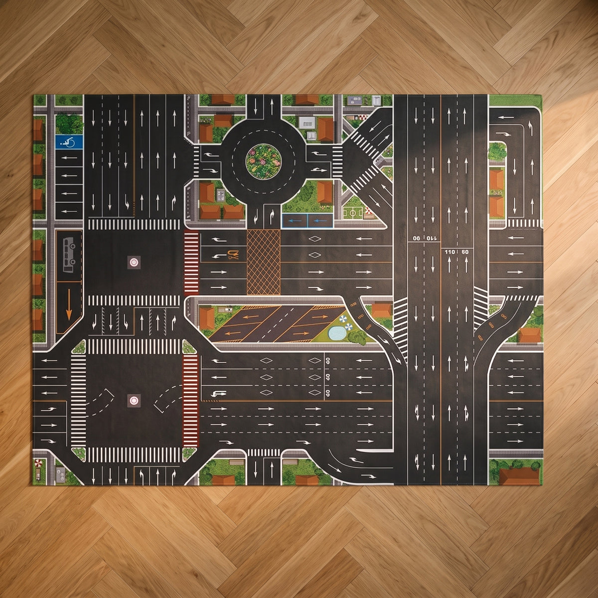 Tapis de jeu circuit voiture décor Circuit routier vu du dessus