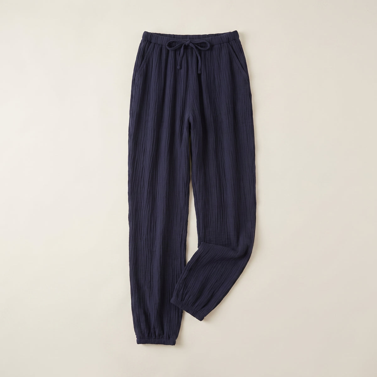 Pantalon de pyjama en gaze de coton pour homme, coloris bleu marine