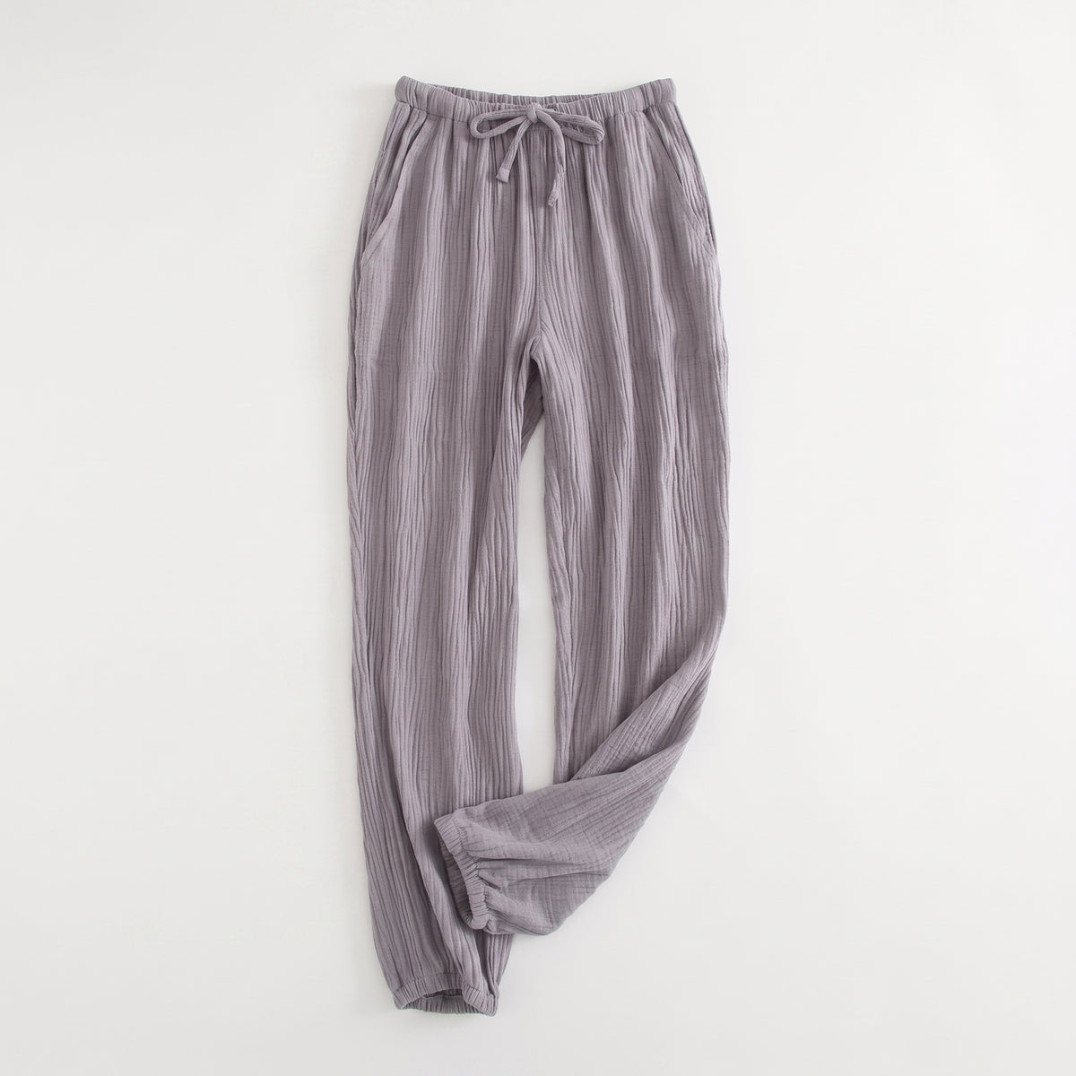 Pantalon de pyjama en gaze de coton pour homme, coloris gris