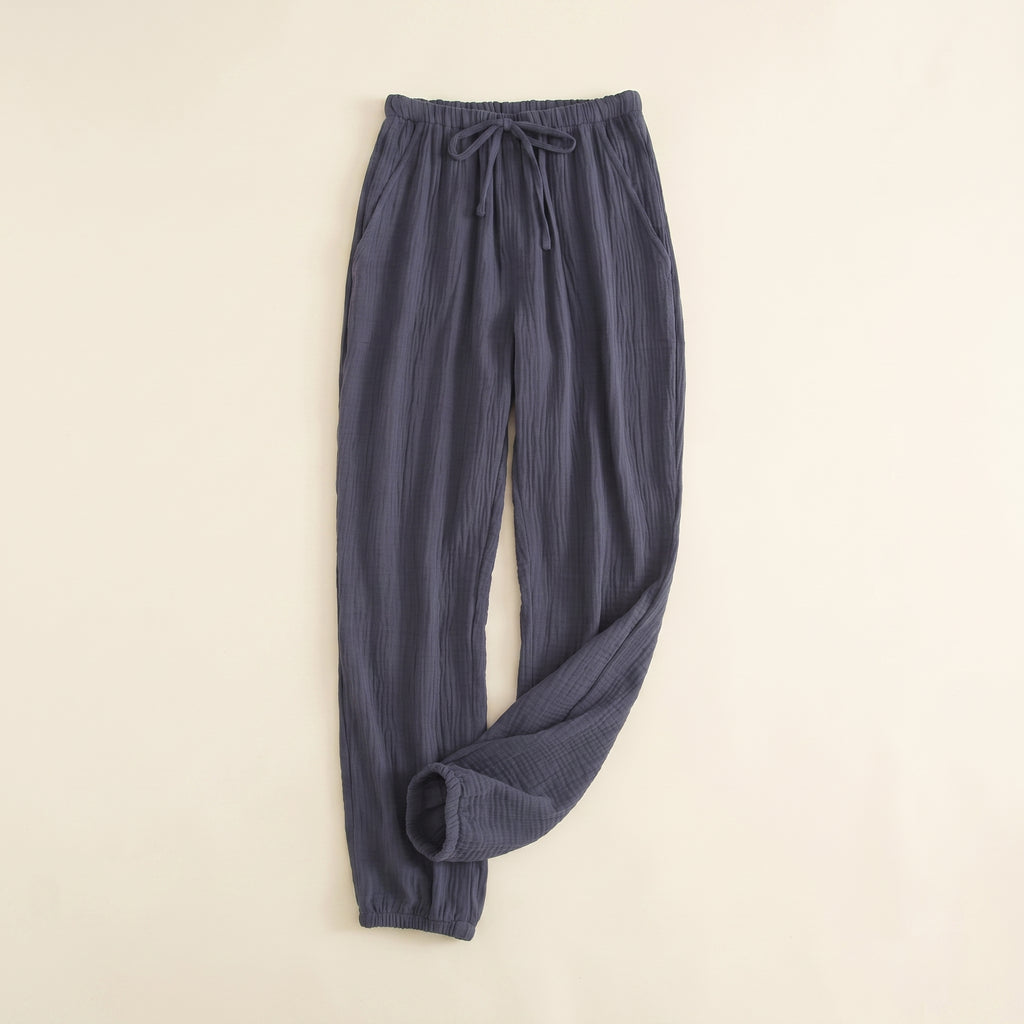 Pantalon de pyjama en gaze de coton pour homme, coloris gris foncé