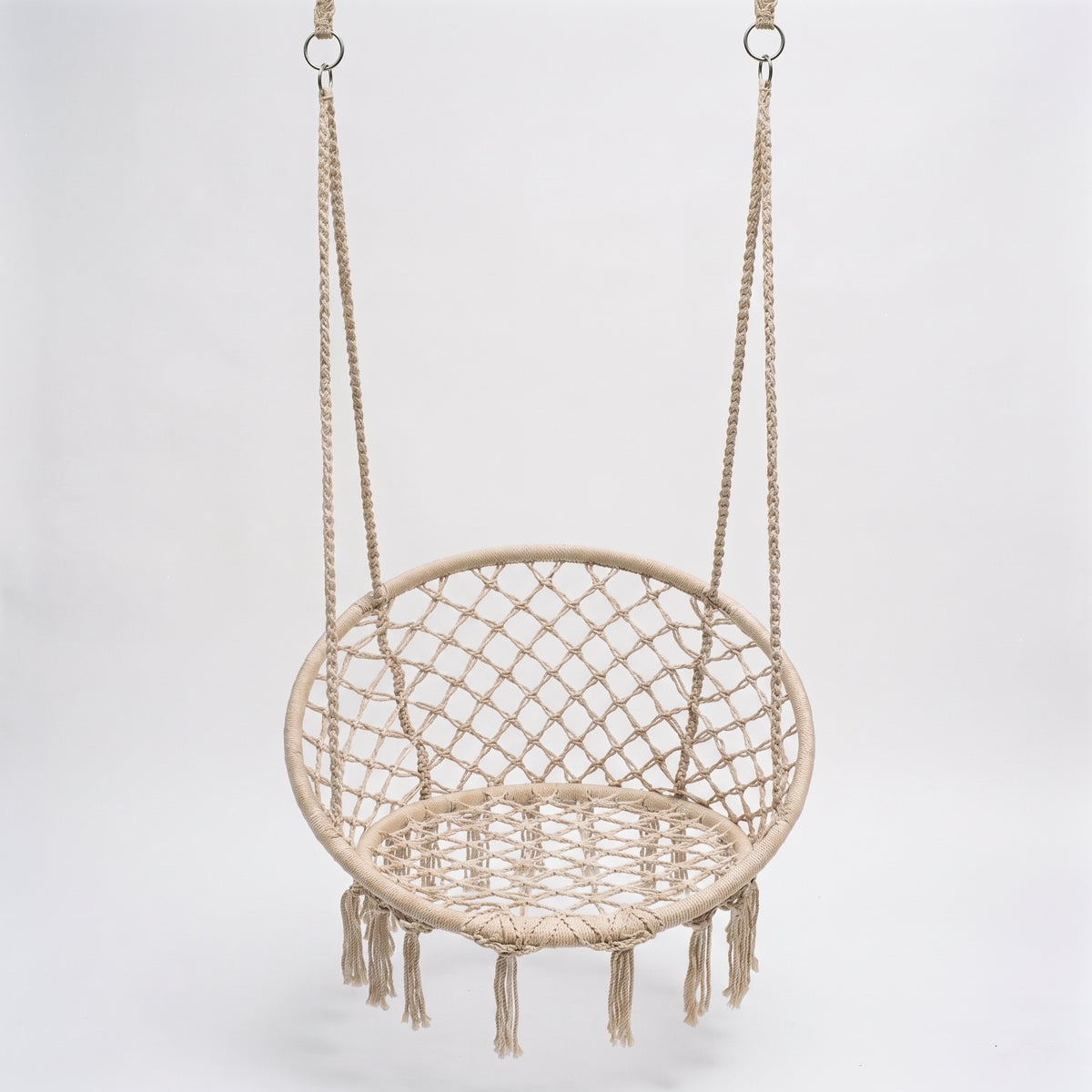 Chaise suspendue en corde de coton vue de face