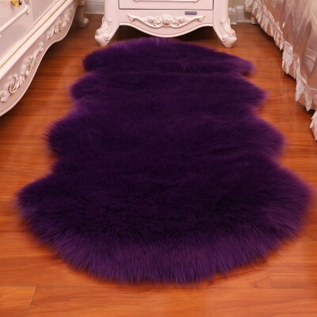 Tapis long effet fourrure violet