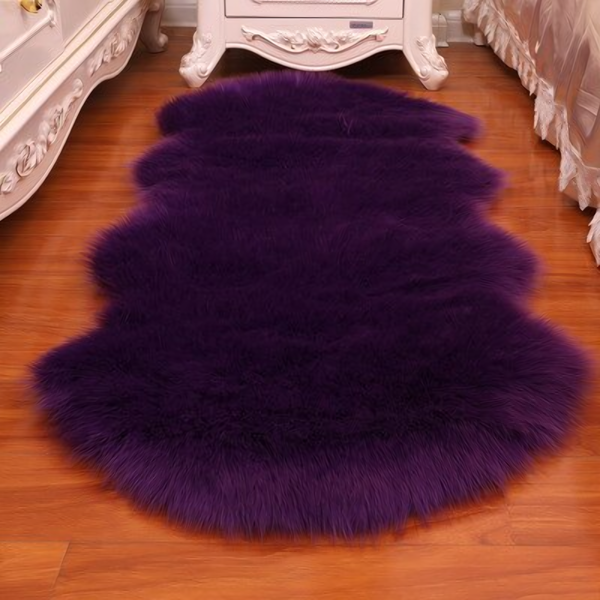 Tapis long effet fourrure violet
