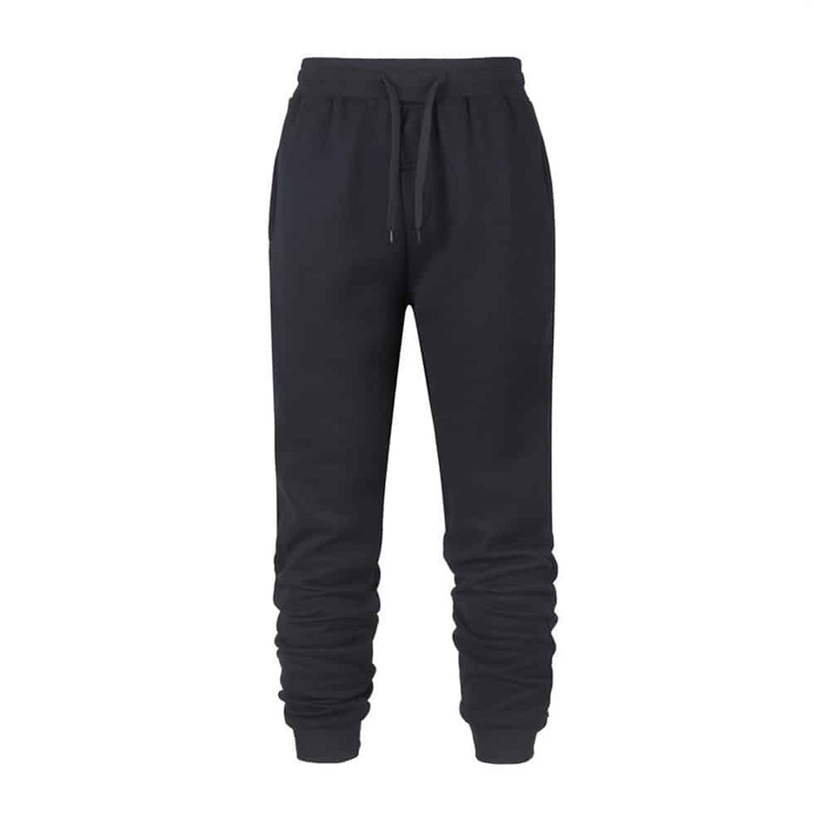 Packshot fournisseur du pantalon de jogging noir avec tissu froncé aux mollets
