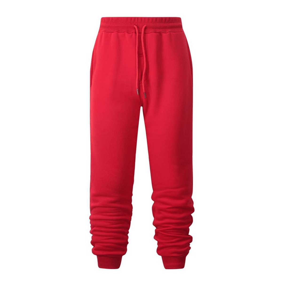 Packshot fournisseur du pantalon de jogging rouge avec tissu froncé aux mollets