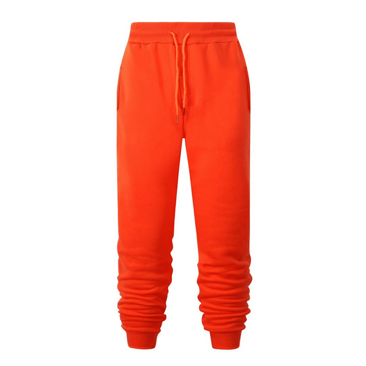 Packshot fournisseur du pantalon de jogging orange avec tissu froncé aux mollets