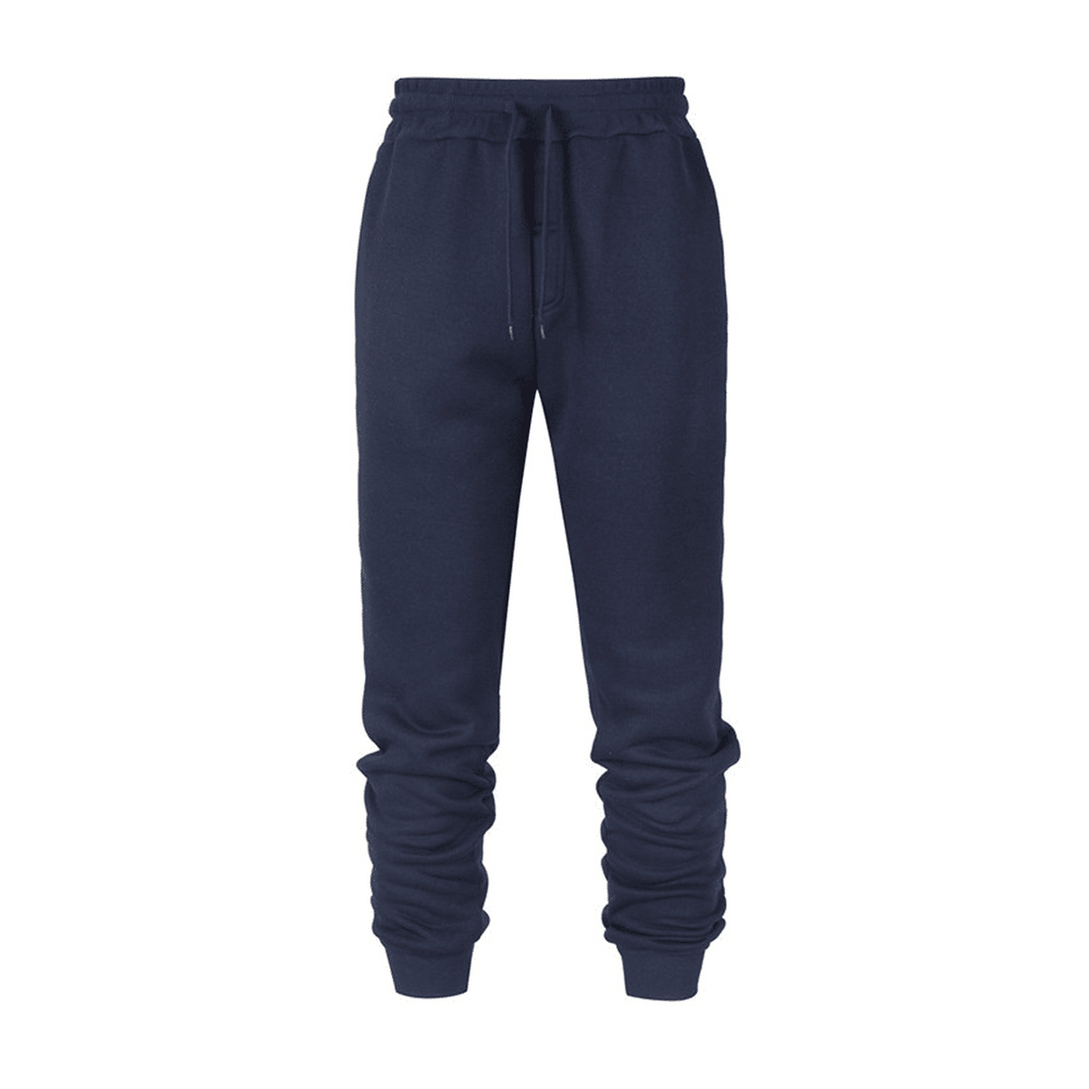 Packshot fournisseur du pantalon de jogging bleu marine avec tissu froncé aux mollets