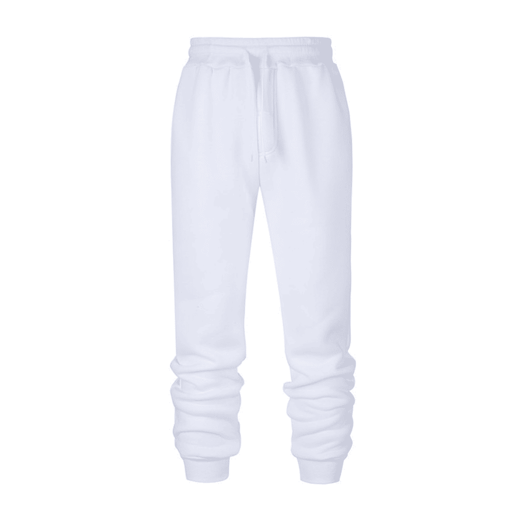 Packshot fournisseur complémentaire du pantalon de jogging blanc avec tissu froncé aux mollets