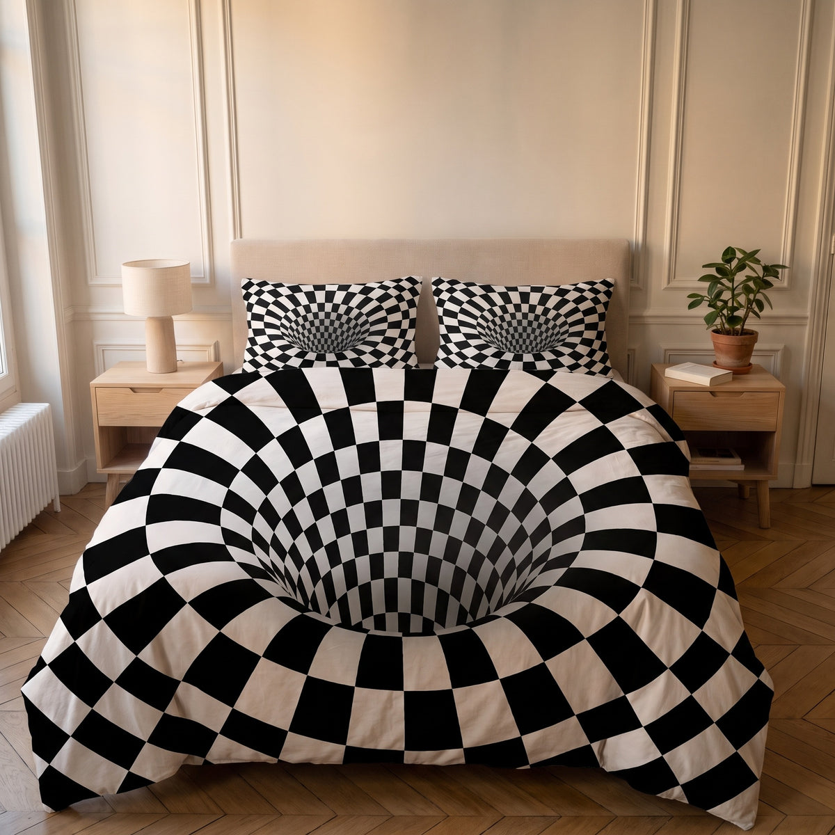 Housse de couette 3D motif Tourbillon dans une chambre chaleureuse