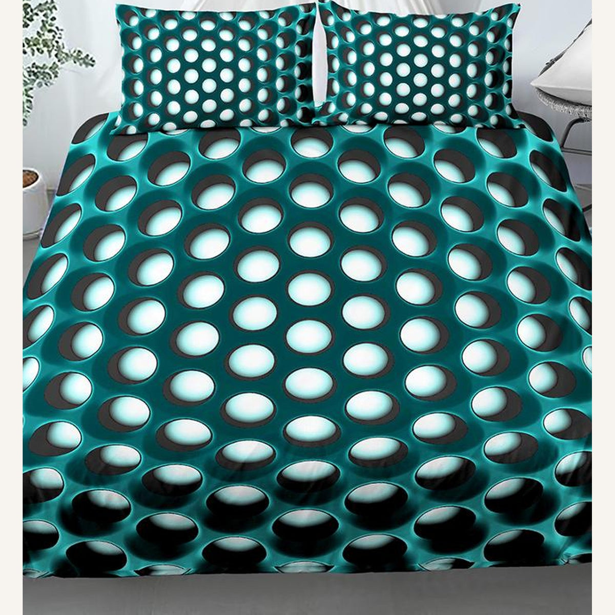 Parure de lit 3D avec le motif Réacteur vert