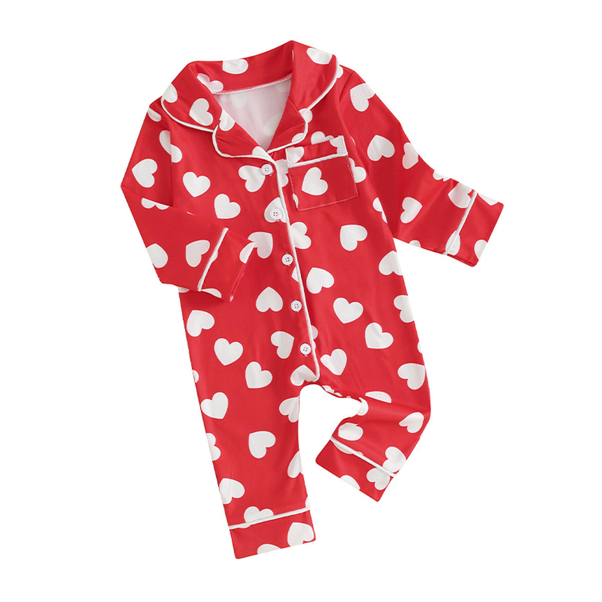 Détail de l'imprimé cœurs de la combinaison pyjama bébé Image
