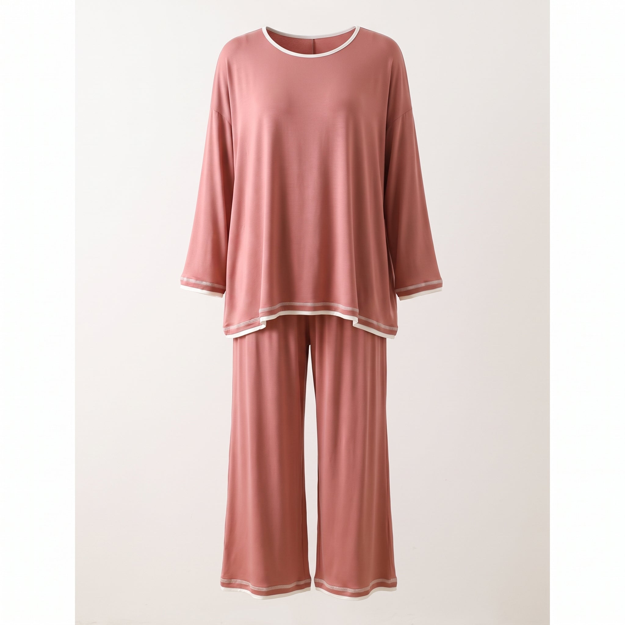 Pyjama coton et modal rose, vue silhouette sans mannequin Image