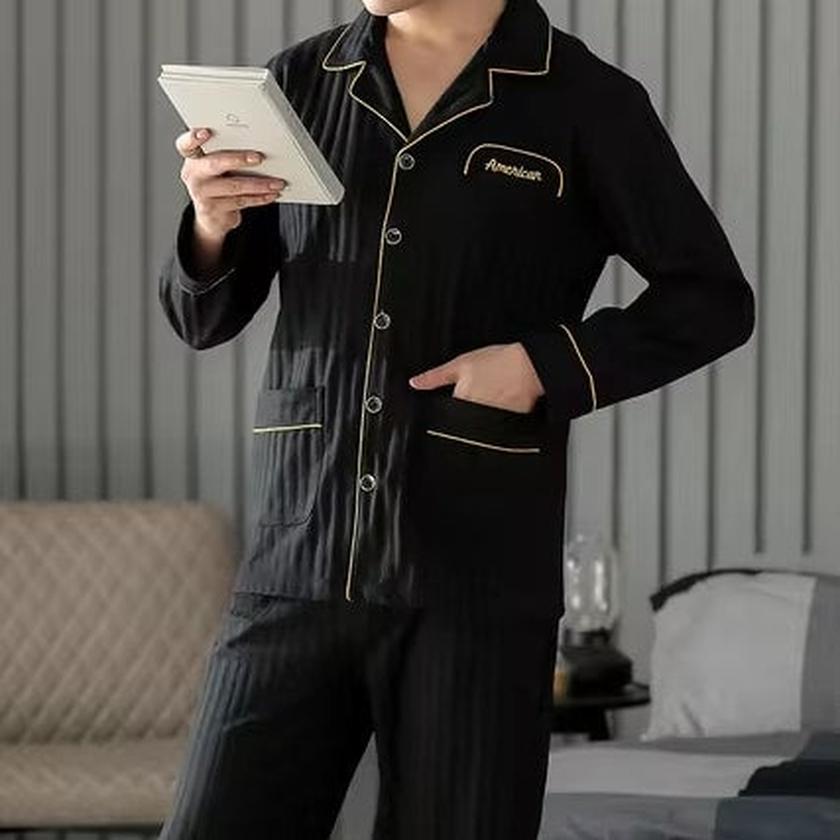 Pyjama homme effet rayé