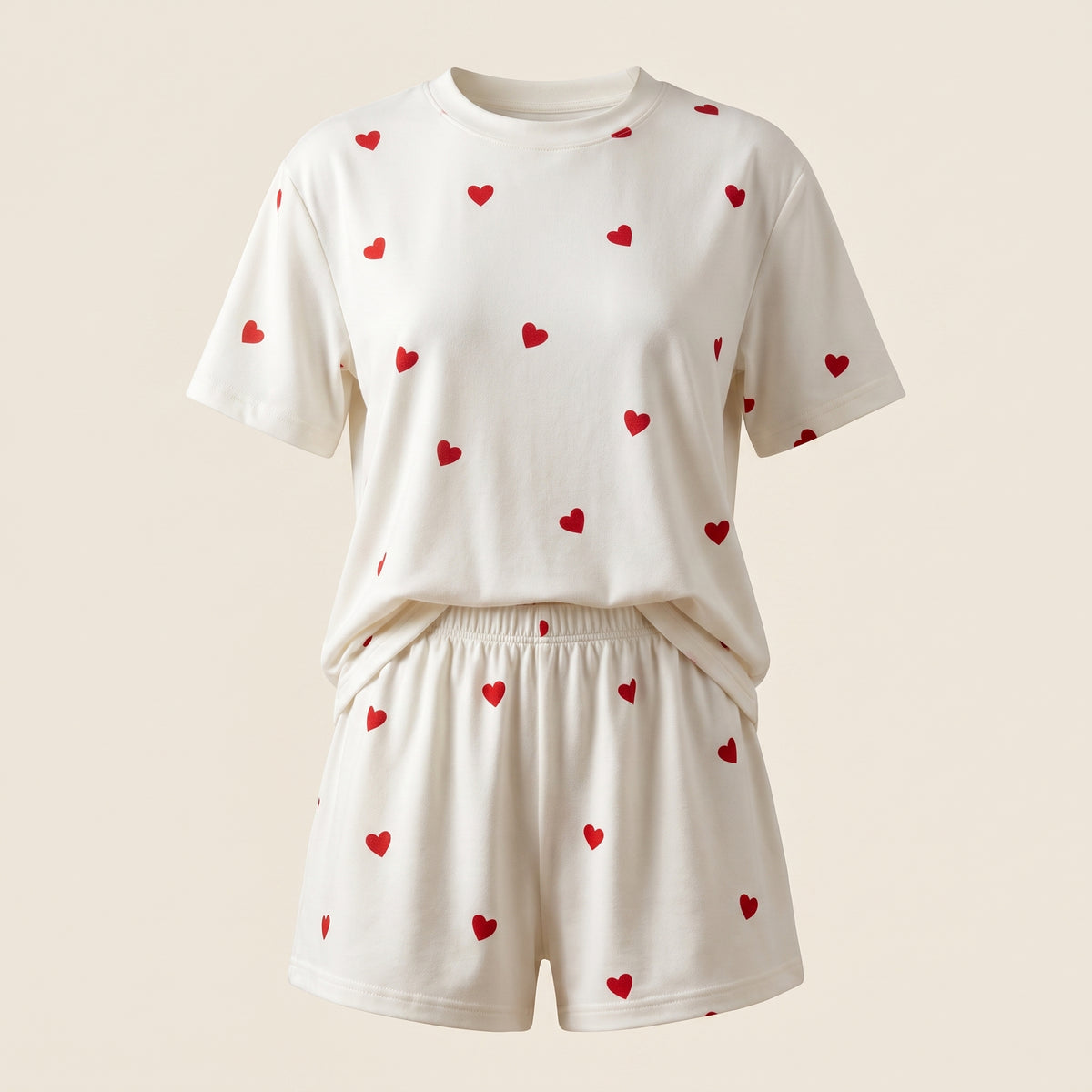 Vue ghost du pyjama d'été blanc à cœurs rouges