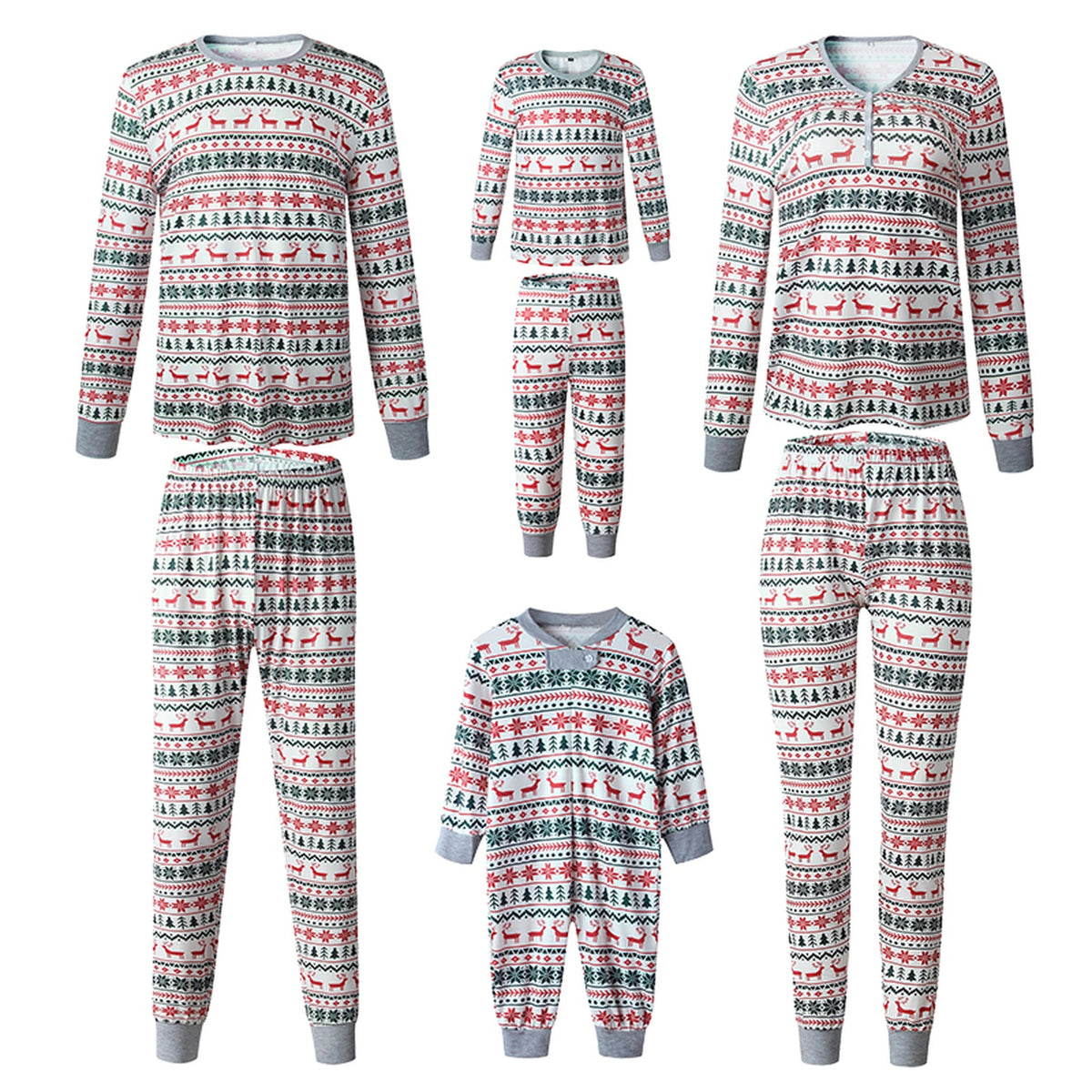 Modèles femme homme enfant et bébé du pyjama de Noël familial sur fond blanc Image