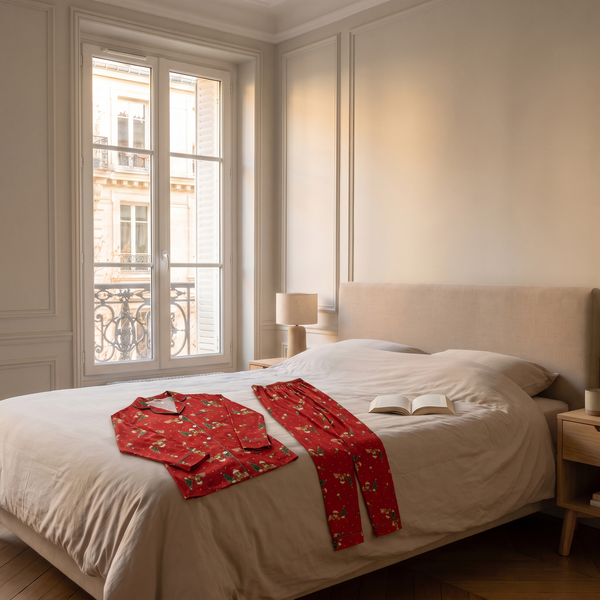 Chemise et pantalon du pyjama de Noël femme rouge Image