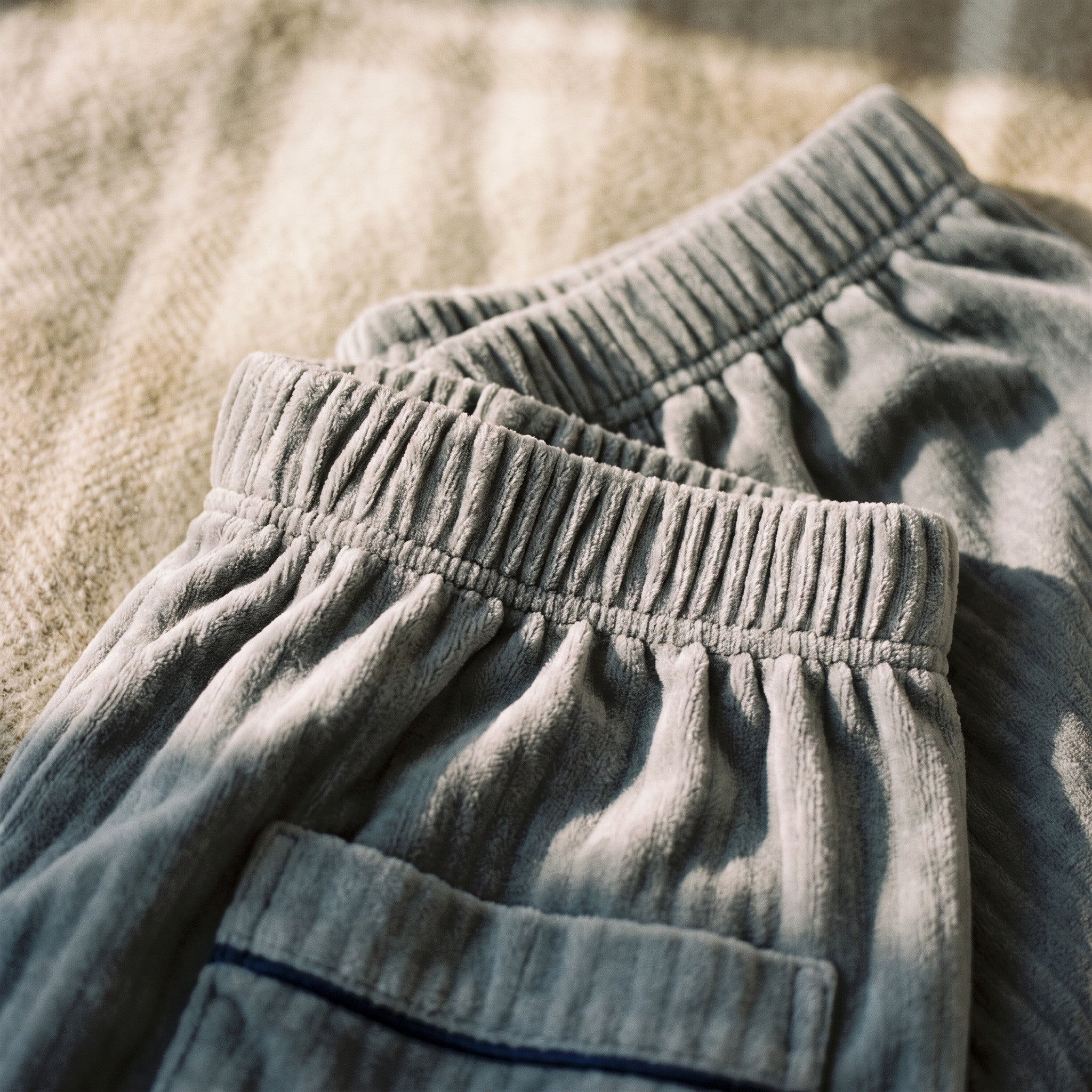 Ceinture élastique froncée du pantalon de pyjama en peluche gris Image