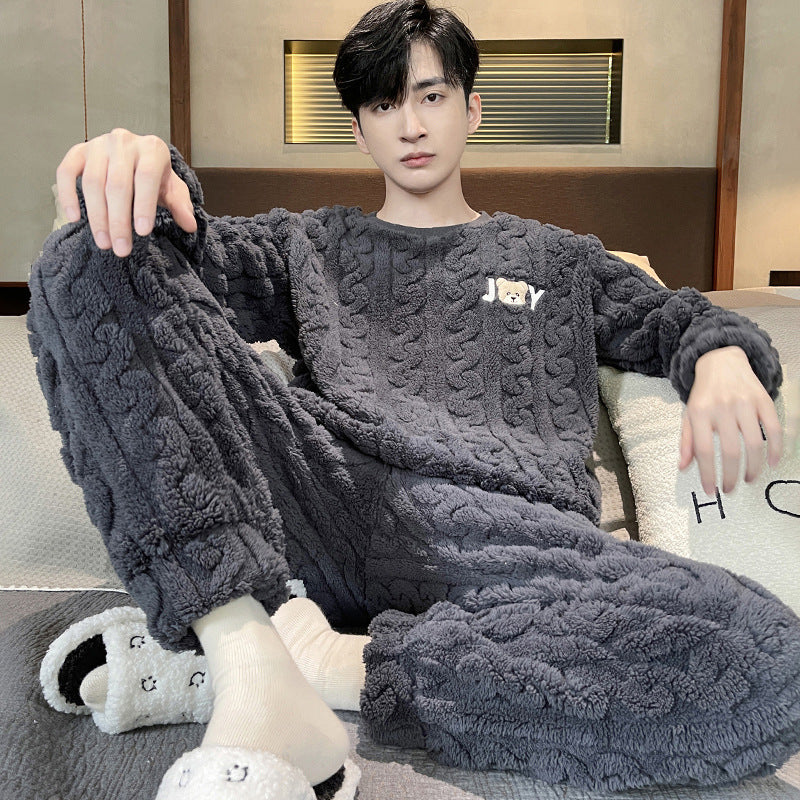 Pyjama polaire homme deux pièces, Gris anthracite, ourson