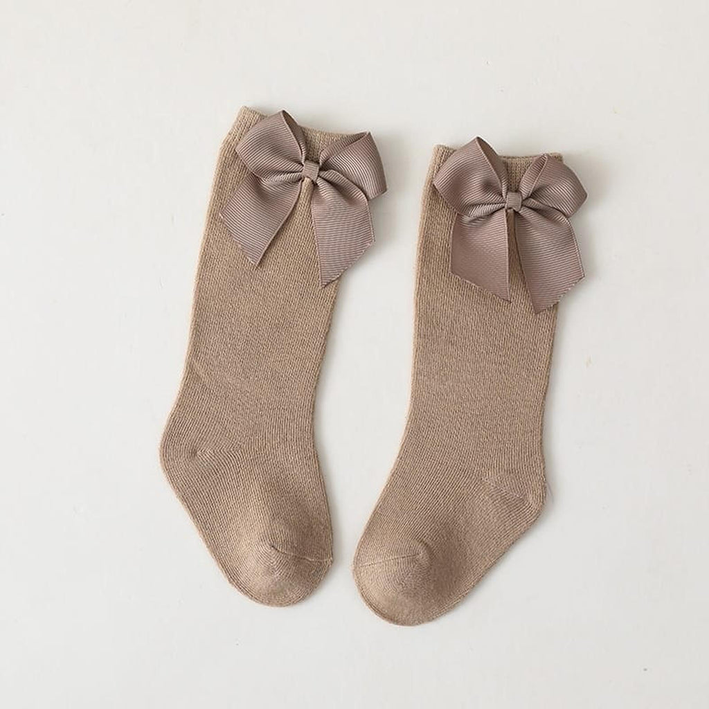 Paire de chaussettes hautes kaki à nœud pour enfant