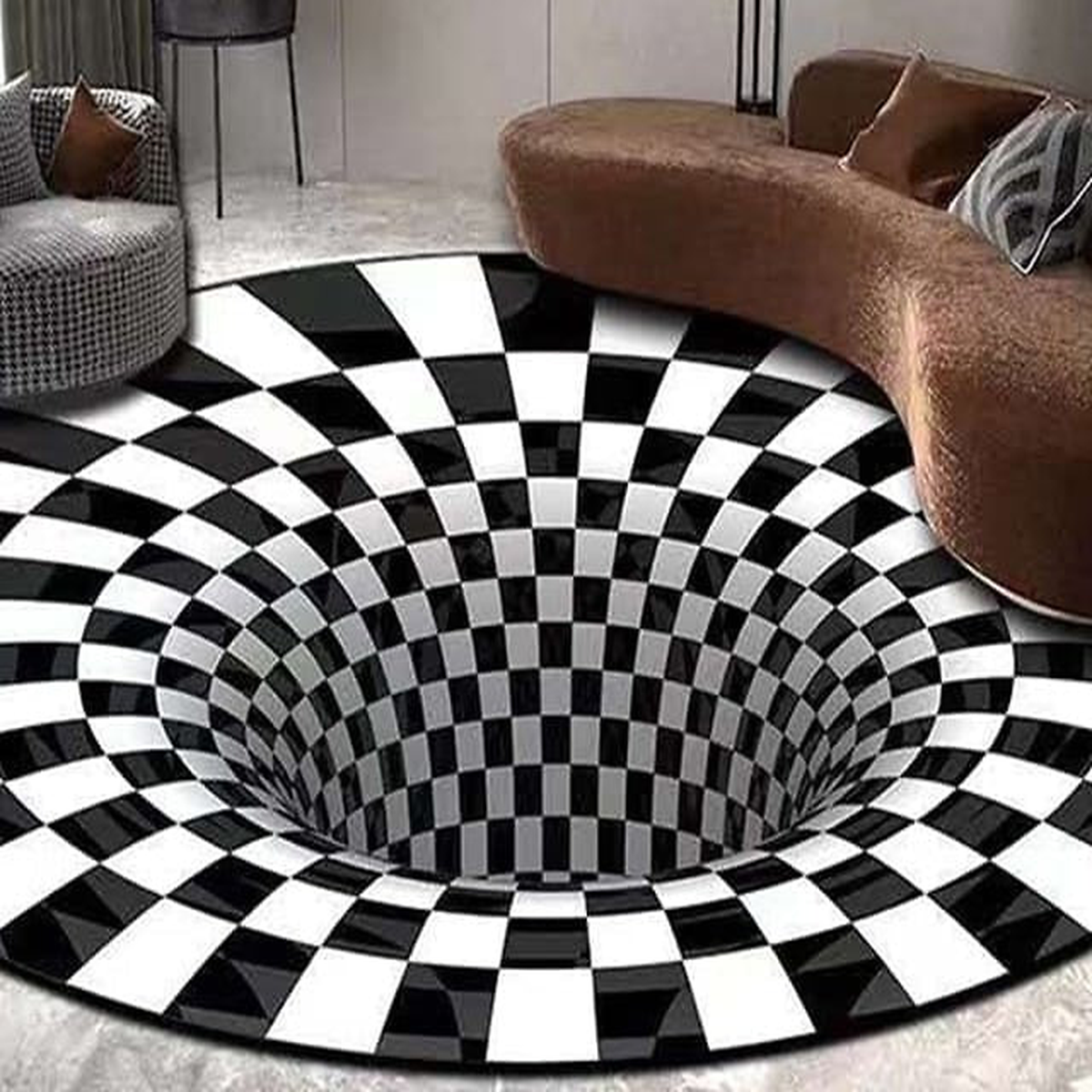 Vue rapprochée de l’illusion en damier concentrique