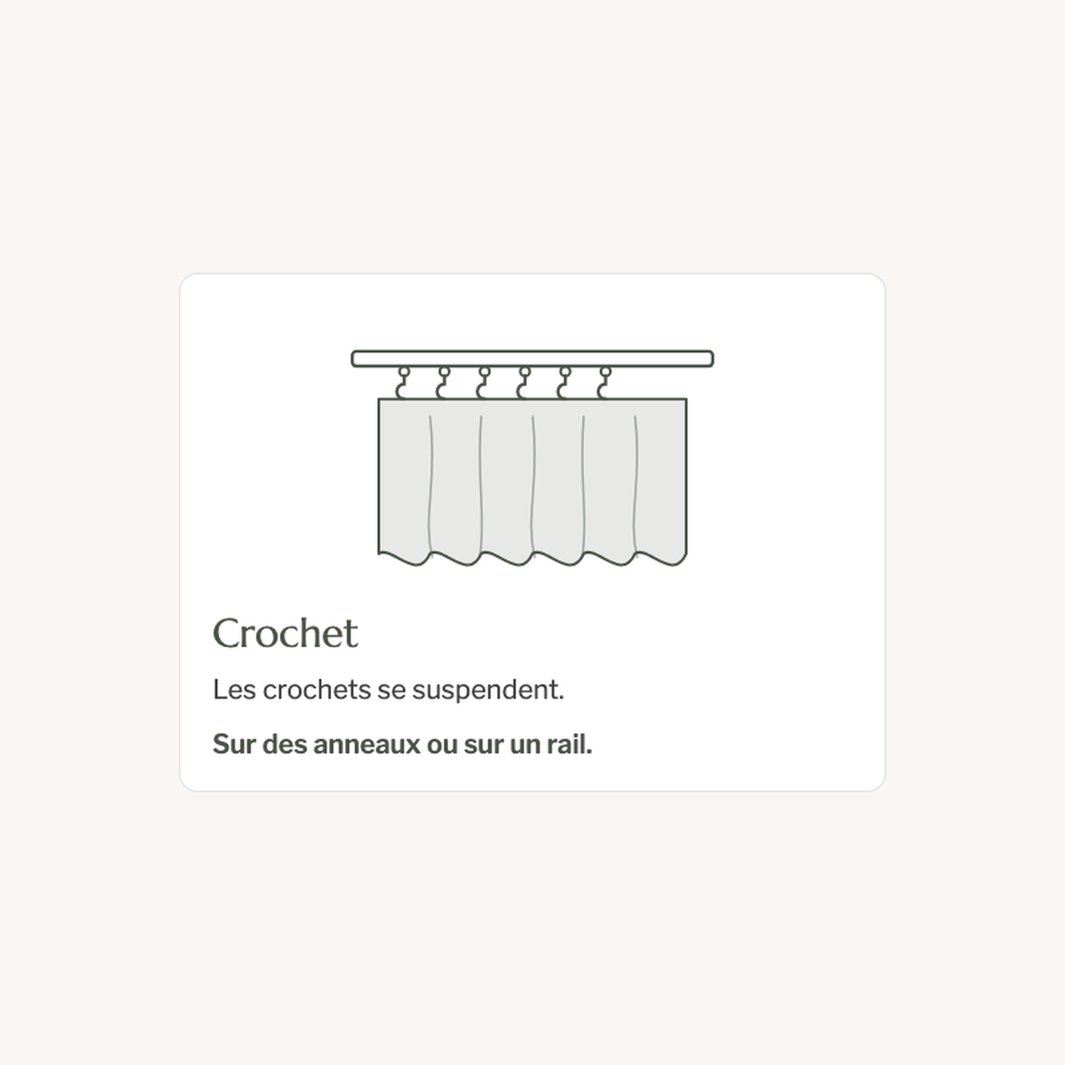 Schéma de la fixation par crochets du rideau à carreaux noir et blanc