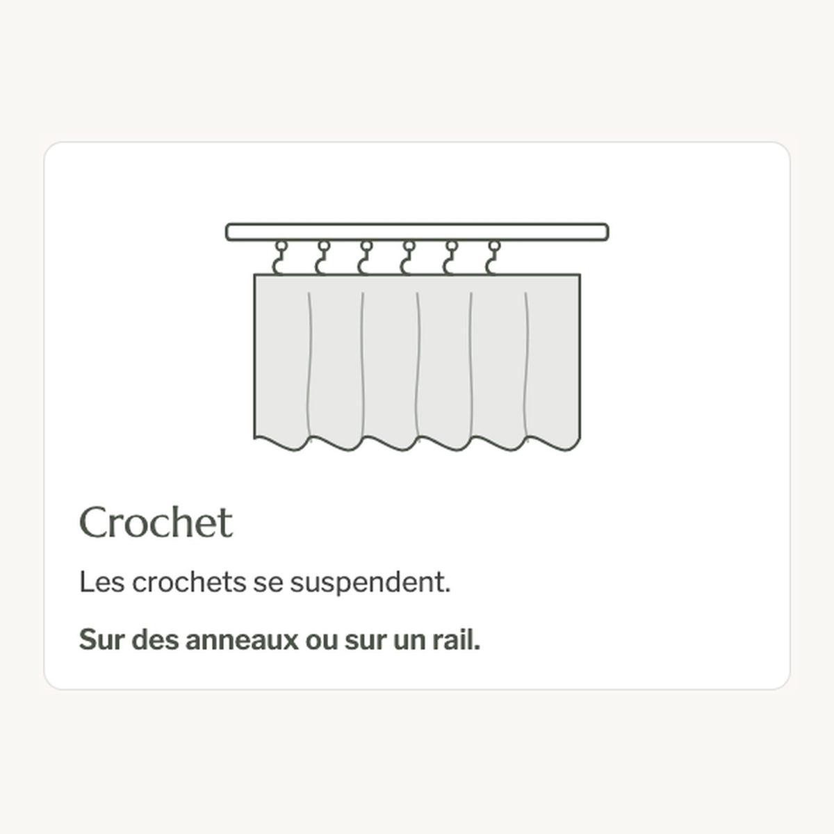 Schéma de la fixation par crochets sur anneaux ou rail
