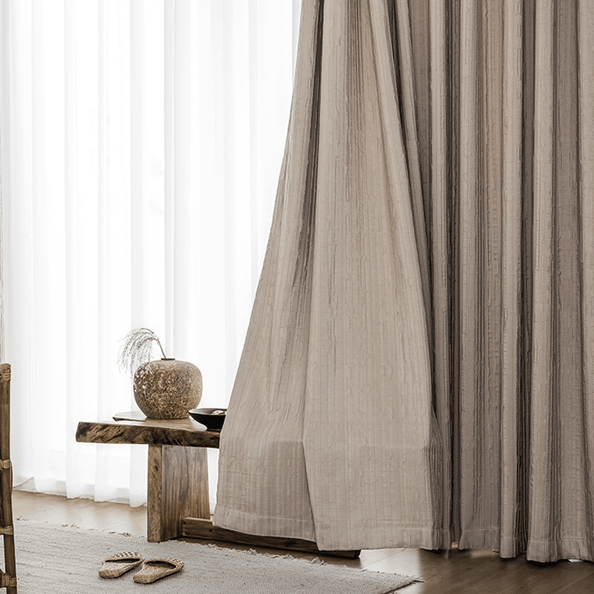 Rideau cocooning occultant effet froissé
