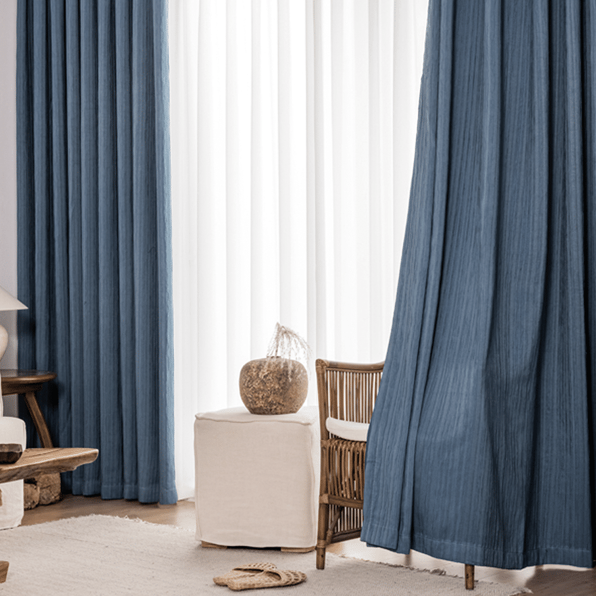 Rideau cocooning occultant effet froissé