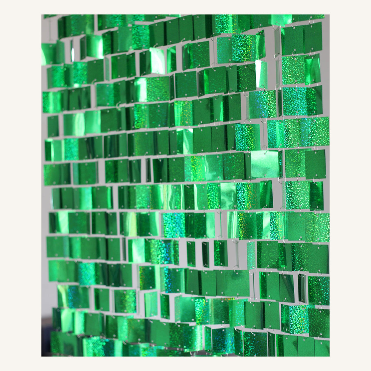 Rideau de fête à sequins carrés vert, modèle Carré vert